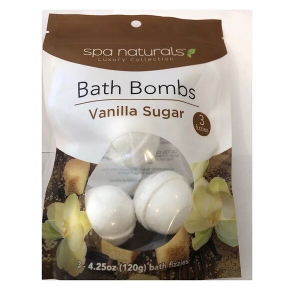 Spa Naturals Luxury Collection Bath Bombs 3-pack fizzies ~ Vanilla Sugar - Picture 1 of 2